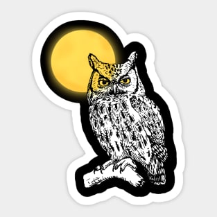 Flaco Owl And Moon Sticker